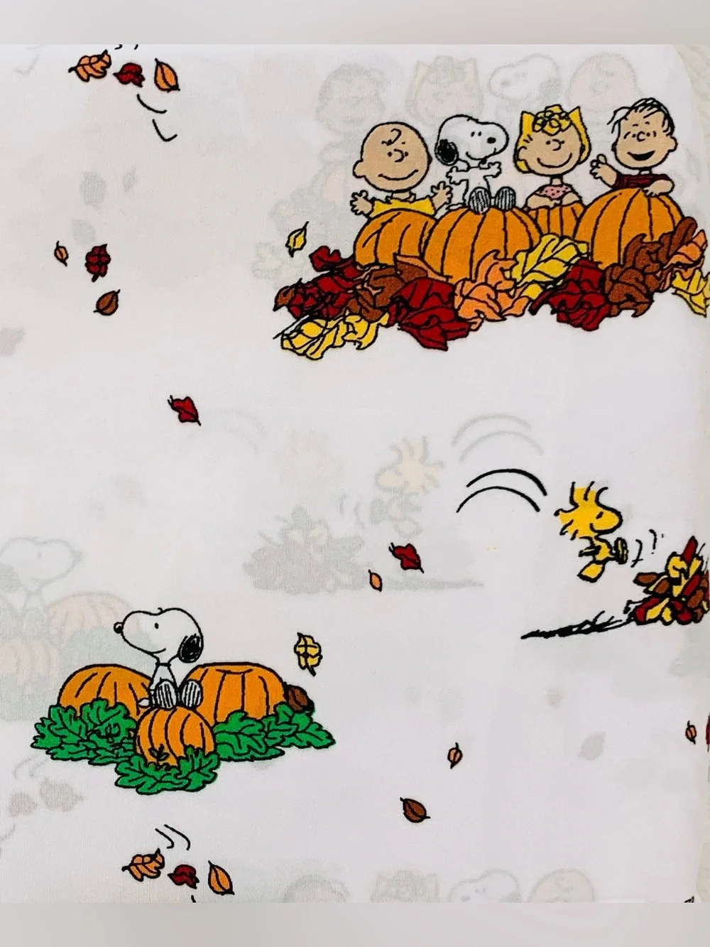 Peanuts Snoopy Fall Fun Leaves and Pumpkins Sheet Set - Queen
